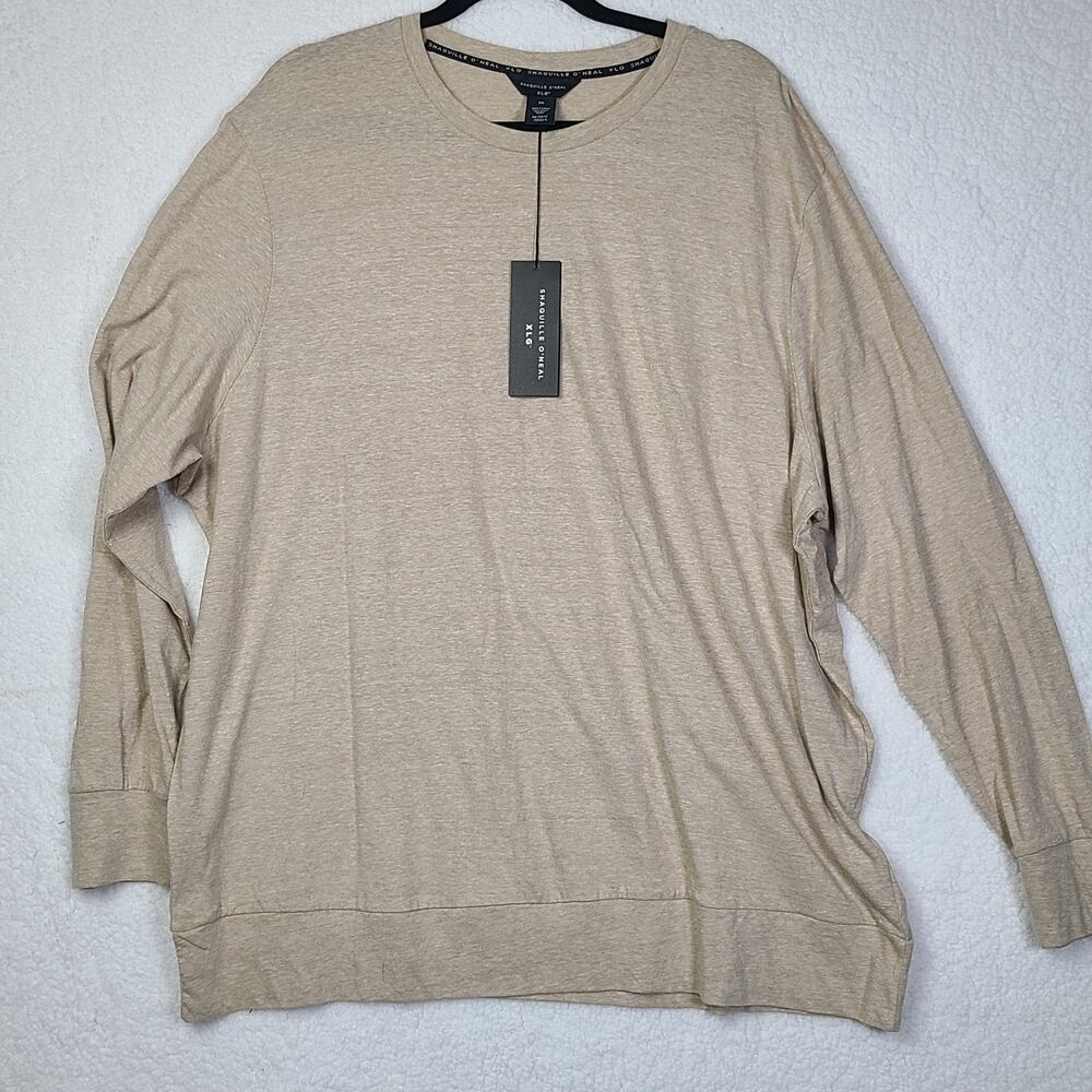 Shaquille O'Neal Linen Knit Men's‎ Crew Neck Long Sleeve Pullover Tan 2XL NWT
